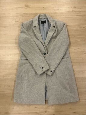 LG Light Gray Wool-Blend Pea Coat